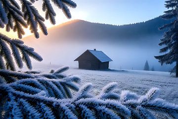 Sculptures forestières gelées