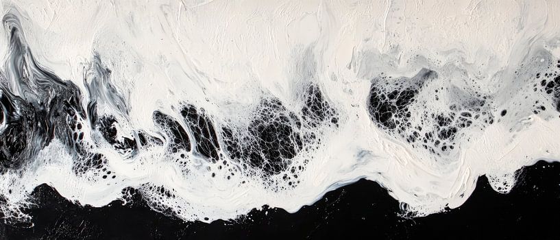Wellen aus Schwarz und Weiß – Abstrakt von Poster Art Shop