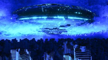 UFO mega schip boven de stad van Rainer Zapka