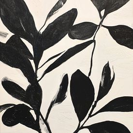 Neutrale, botanisch anmutende, minimalistische Blätter in Schwarz und Beige von IamHome Studio