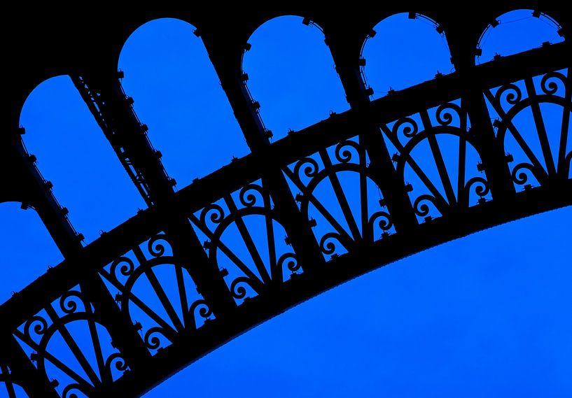 Close-up Eiffel Tower Paris in silhouette. by Hennnie Keeris