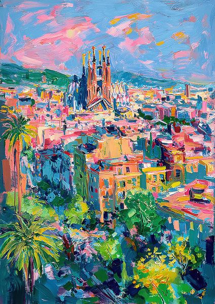 Barcelone Sagrada Familia peinture à l'huile par Niklas Maximilian