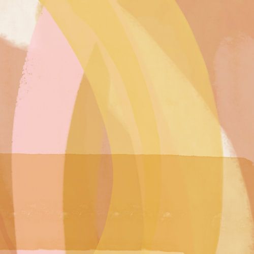 Moderne vormen en lijnen abstracte kunst in geel en roze