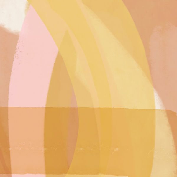 Modern shapes and lines abstract art  in yellow and pink by Dina Dankers