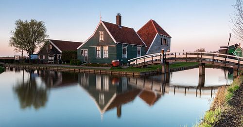 Historical dutch village of Zaanse Schaans at sunset