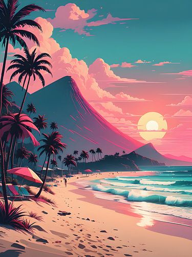 Coucher de soleil sur un paradis tropical