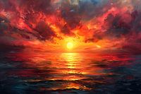 Gemälde untergehende Sonne | Gemälde Sonnenuntergang