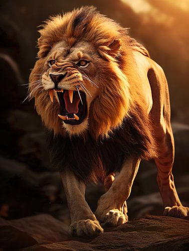 ferocious roaring lion