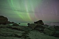 Uttakleiv on the Lofoten under the northern lights