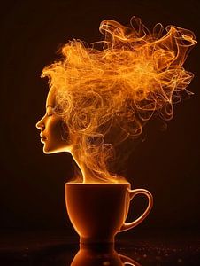 eine Tasse Kaffee oder Cappuccino mit einer weiblichen Person trinken
