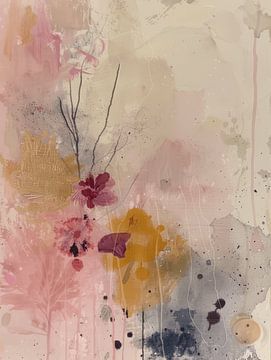 Modern abstract in lila en paars, Japandi stijl van Japandi Art Studio