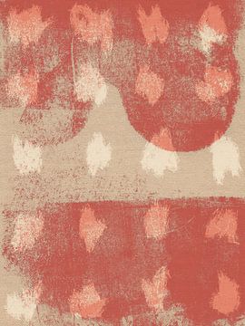 Abstracte vormen en lijnen in rood en wit van Abstract Minimalist Art