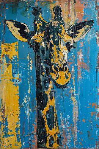 Abstracte schilderij van kleurrijke giraffe