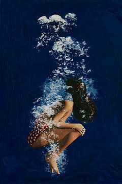 Meisje zwemmend onder water II van Jan Keteleer