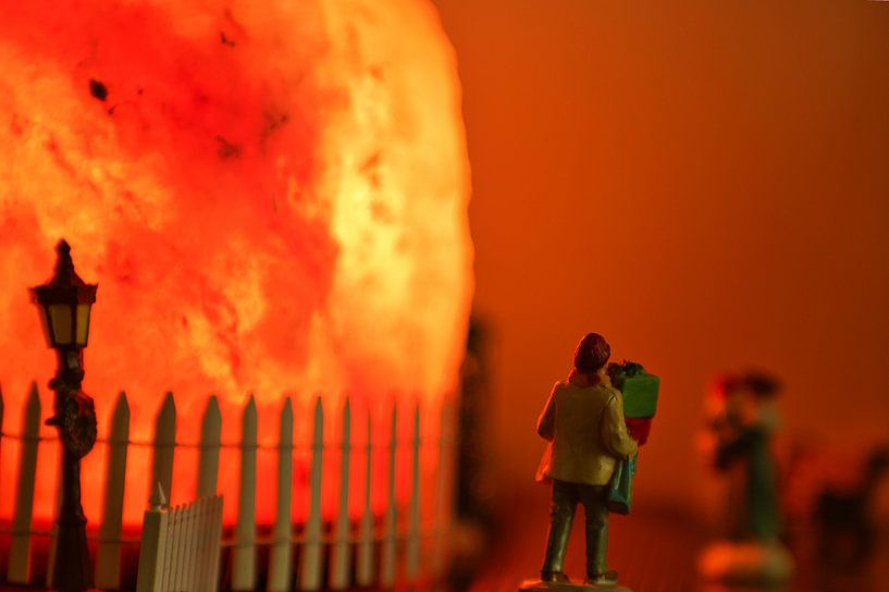 A warm orange colored holiday scene by Jolanda de Jong-Jansen