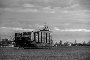 Containerschiff im Hafen von Rotterdam.