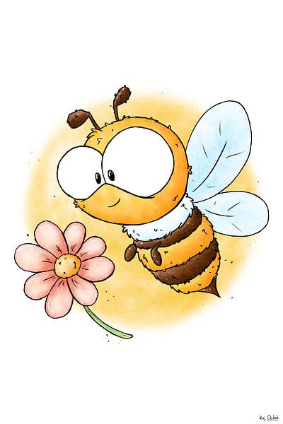 Abeille de la crèche avec une jolie fleur par KajOckels.nl