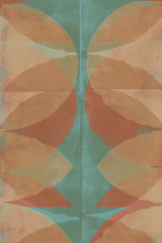 Kleurrijke moderne abstracte vormen en lijnen in terracotta en blauw