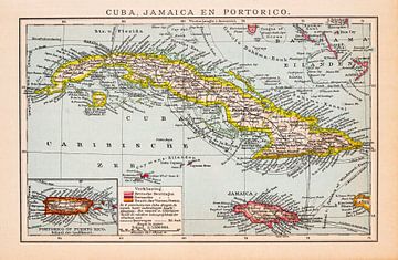 Vintage-Karte Kuba, Jamaika und Porto Rico von Studio Wunderkammer