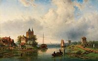 Een uitgestrekt rivierlandschap met windmolens, Charles Leickert van Meesterlijcke Meesters thumbnail