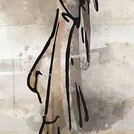 Moderne Abstraktion - warme Gold- und Sandfarben von Emiel de Lange