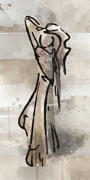 Modern abstract - warm gold and sand colour by Emiel de Lange