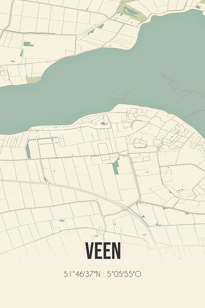Alte Landkarte von Veen (Nordbrabant) von Ortsdrucke