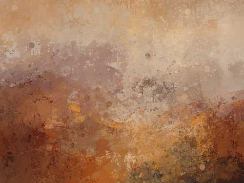 Splatter VII Brume d'automne | Peinture abstraite représentant un paysage aux chaudes couleurs d'aut sur MadameRuiz