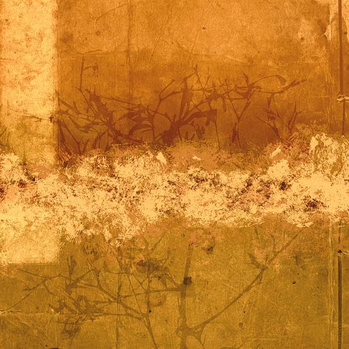 Aurora Botanica - Abstract Scandinavisch minimalistisch in goud, oker en bruin