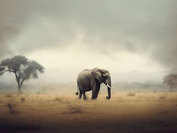 Solitaire Grandeur - Elefant im Nebel von Eva Lee