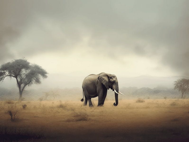 Solitaire Grandeur - L'éléphant dans la brume par Eva Lee