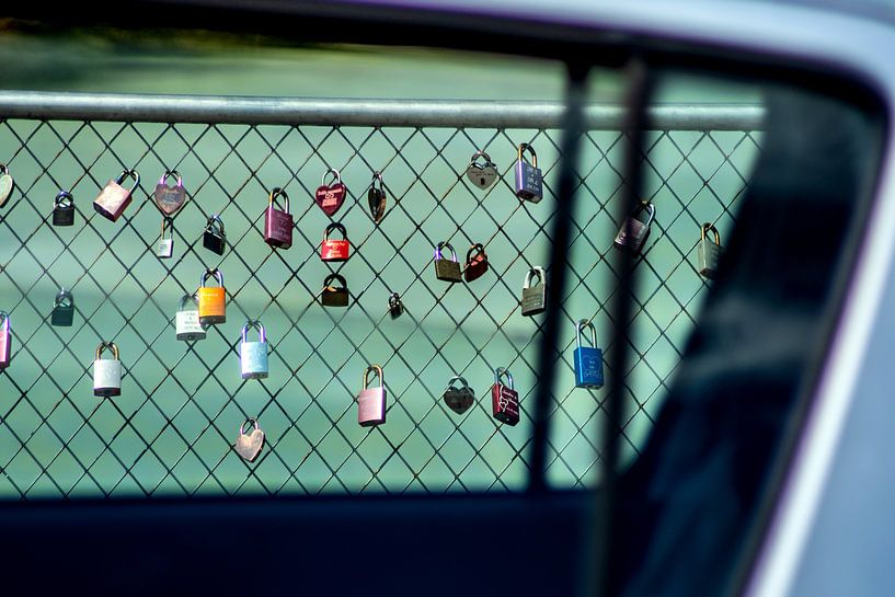 Bavaria : Love locks through the car window by Photoart-Naegele