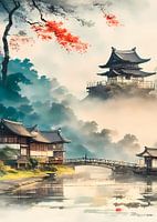 Bruggen van rust Japans Riversidedorp