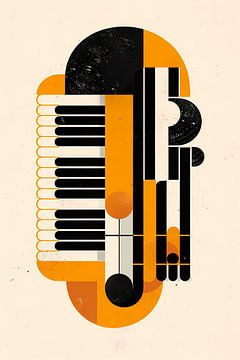 Abstract Accordeon in Levendige Kleuren van Imperial Art House