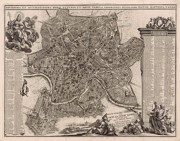 Oude kaart van Rome van omstreeks 1695 van Gert Hilbink