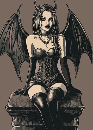 Gevleugelde demon met horens