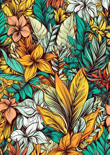 Bloemen en bladeren natuur kunst