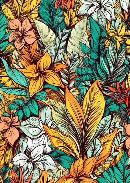 Flowers and leaves nature art by JBJart Justyna Jaszke