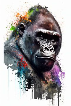 Gorilla - Aquarel van New Future Art Gallery