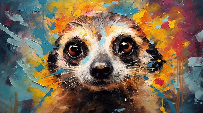 Fond artistique abstrait avec un suricate, en design peinture à l'huile par Animaflora PicsStock