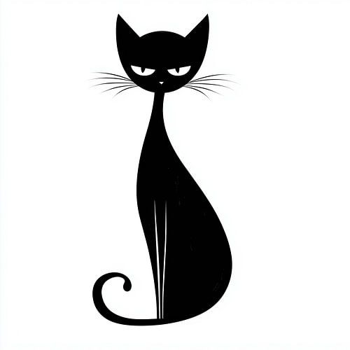 Kat silhouette zwart - wit