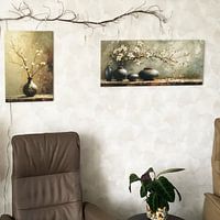 Kundenfoto: Japandi Blumenstillleben | Flüsternde Blütenblüten Harmonie von Kunst Laune, auf Leinwand
