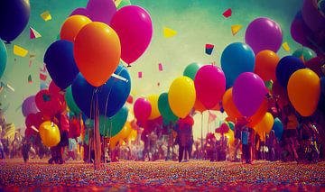 Balloons and confetti carnival, art illustration by Animaflora PicsStock