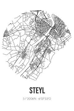 Steyl (Limburg) | Landkaart | Zwart-wit van Rezona