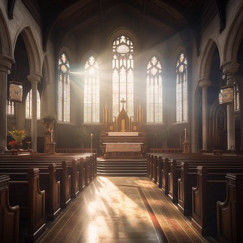 Kerk op een vredige zondagochtend