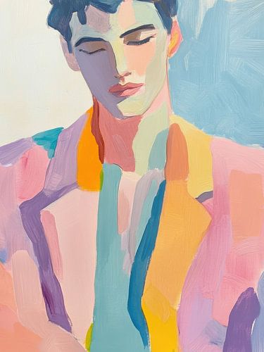 Gouache Mode Porträt Mann