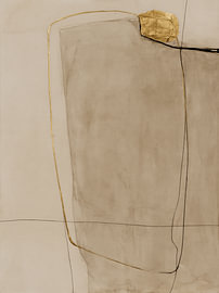 Golden Imperfection I | Abstrait minimaliste beige sur Japandi Art Studio