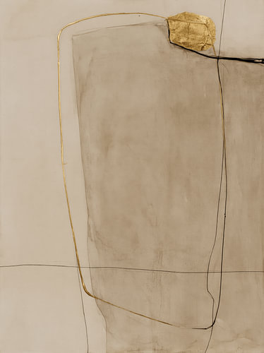 Golden Imperfection I | Minimalistisch-abstrakt, beige von Japandi Art Studio