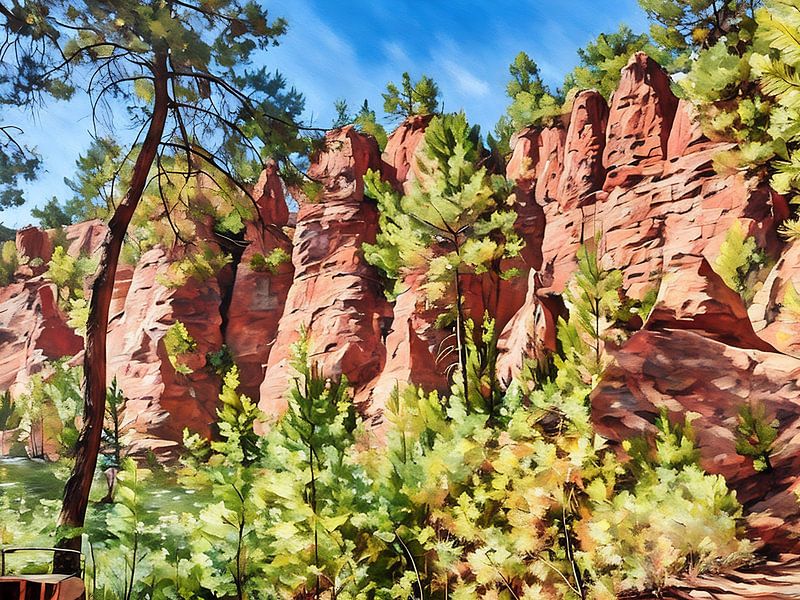Oker Land Majestic Cliff Forest van Sergio Pazzano