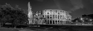 Panorama Colosseum te Rome ( l ) zwart wit